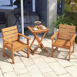 Costway 2 Piece Patio Hardwood Chairs Outdoor Garden Wood Dining Armchairs