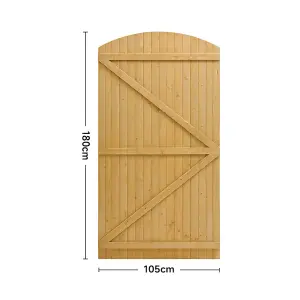 Semi Braced Arch Top Strong Wooden Garden Gate with Latch H 180 cm x W 105 cm