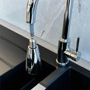 Liquida KPO11CH Swivel Single Lever Pull Out Mono Chrome Kitchen Mixer Tap