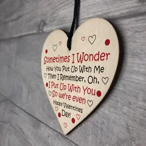 Red Ocean Funny Wooden Heart Gift For Valentines Day Novelty Gift For Boyfriend Girlfriend Gift For Him or Her