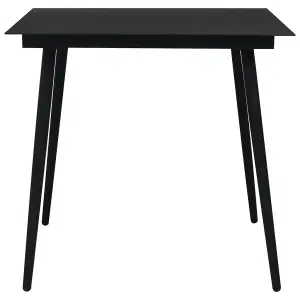 Berkfield Garden Dining Table Black 80x80x74 cm Steel and Glass