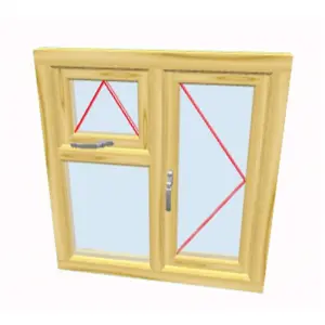 1095mm (W) x 895mm (H) Wooden Stormproof Window - 1 Opening Window (LEFT) - Top Opening Window (RIGHT) - Toughened Safety Glass