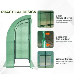 Outsunny Walk-In Lean to Wall Greenhouse w/Window&Door 200Lx 100W x 215Hcm Green