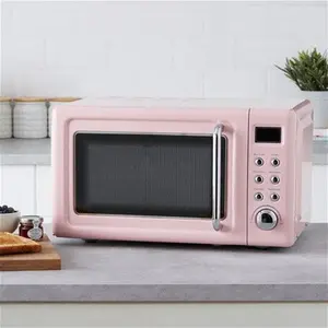 Dunelm Retro Digital 20L 800W Microwave, Pink, Mid Century, Metal