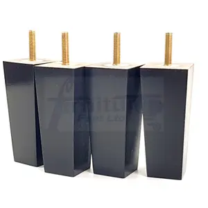 4 x SOLID WOOD FURNITURE FEET 100mm HIGH REPLACEMENT FURNITURE LEGS SOFAS CHAIRS STOOLS M10 Black