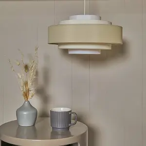 ValueLights Hampshire Cream Ceiling Pendant Shade and B22 GLS LED 10W Warm White 3000K Bulb