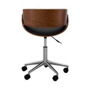 Teamson Home VNF-00098-UK Brown Padded Home Office Swivel Chair in Wood & Faux Leather