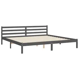 Berkfield Bed Frame with Headboard Grey 200x200 cm Solid Wood