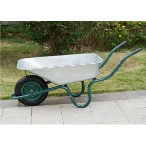 Heavy Duty 85L Litre Wheelbarrow Steel Garden Cart Pneumatic Tyre