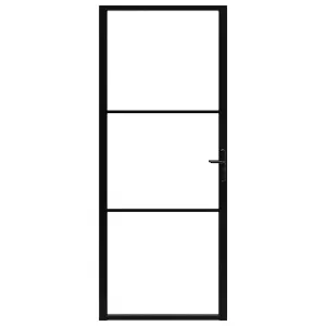 Berkfield Interior Door ESG Glass and Aluminium 93x201.5 cm Black