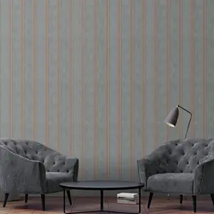 Galerie The New Design Book Grey Rose Gold Striped Embossed Wallpaper