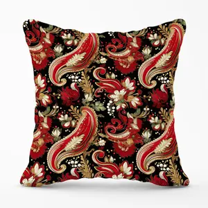 Paisley Christmas Stars Red Cushions 45cm x 45cm