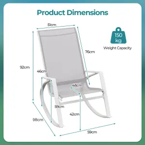 Costway 2 Pieces Patio Rocking Chairs Outdoor Sling Fabric Rockers w/ Backrest