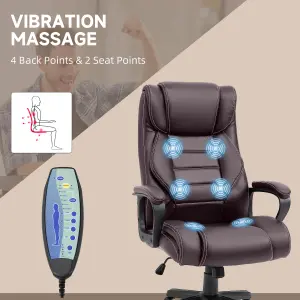 Vinsetto High Back 6 Points Vibration Massage Executive Office Chair, Brown