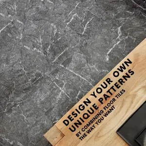 Self-Adhesive Vinyl Floor Tiles - 10 Pack for 10 ft² (0.9 m²) Coverage - Peel & Stick Vinyl Floor Tiles - Luxe Marble Effect