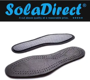 Genuine Black Leather Shoe Insoles with Activated Carbon I Shoe Insole with Odour Control I Breathable (Size: UK 11 / EU 45)