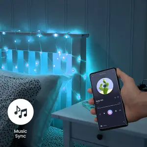 ValueLights 5M Smart RGBIC LED Fairy Strings Lights, IP65 Waterproof, WiFi Garden Lights with App Control and Music Sync