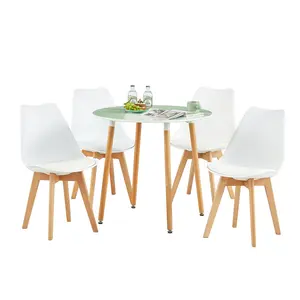 Dex 4 - Person Dining Set Light Green / White/Transparent