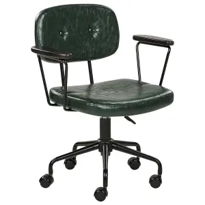 Desk Chair Faux Leather Dark Green ALGERITA