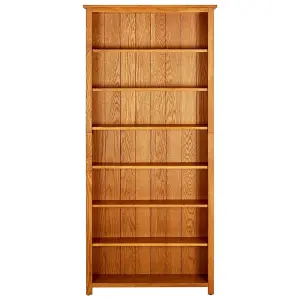 Berkfield 7-Tier Bookcase 90x22.5x200 cm Solid Oak Wood