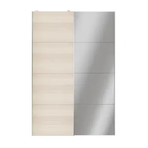 Atomia Freestanding Panelled Mirrored Oak effect 2 door Sliding Wardrobe Door kit (H)2250mm (W)1500mm