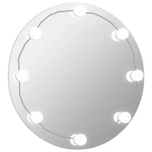 Berkfield Wall Mirror with LED Lights Round Glass