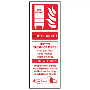 FIRE BLANKET Extinguisher Sign - Glow in the Dark - 75x200mm (x3)