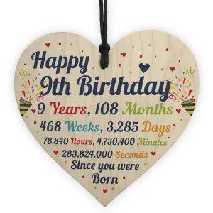 Red Ocean 9th Birthday Gift For Boys Wooden Heart 9th Birthday Gift For Girls 9th Birthday Decorations