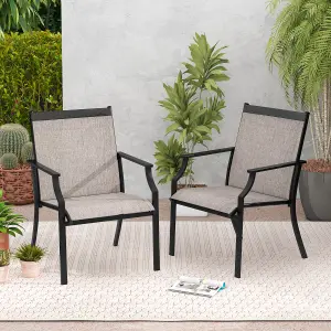 Costway Set of 2 Patio Dining Chairs Outdoor Garden Porch Armchairs w/ Breathable Seat