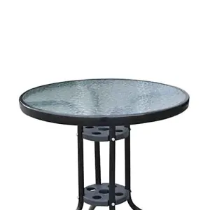 Garden Round Glass Metal Outdoor Side Table