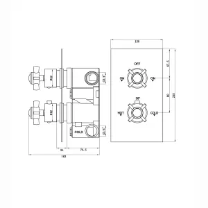 ENKI Edwardian English Gold Crosshead 2-Outlet Solid Brass Thermostatic Twin Shower Valve TSV057