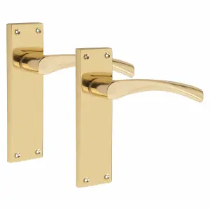 1 Pair of Victorian Scroll Astrid Handle  Latch Door Handles  Gold Polished Brass with 150mm x 40mm Backplate - Golden Grace