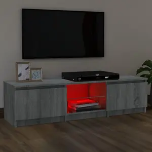 Berkfield TV Cabinet with LED Lights Grey Sonoma 140x40x35.5 cm