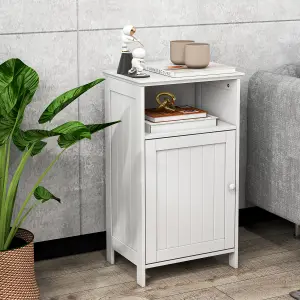 COSTWAY Bathroom Side Cabinet with Single Door and Open Shelf