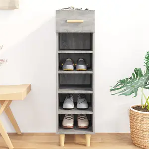 Berkfield Shoe Cabinet Grey Sonoma 30x35x105 cm Engineered Wood