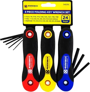 24 X 3pc Folding Key Wrench Set Home Garage Pocket Size Hand Tools Construction Workshop