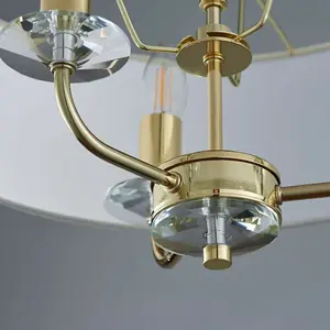 3 Bulb Ceiling Pendant Lamp & 2x Matching Twin Wall Light Modern Brass Plate