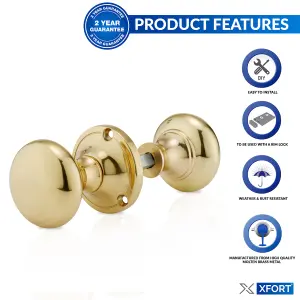 XFORT Polished Brass Victorian Style Rim Knob