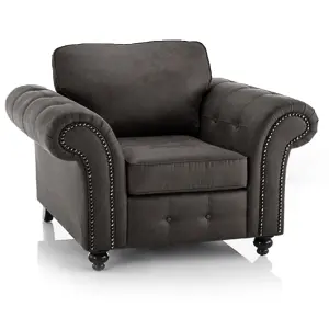 Oakland Armchair Leather Air Single Seater Charcoal Grey