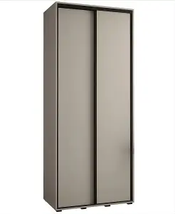 Dakota I Sleek Cashmere & Black Sliding Door Wardrobe 1200mm H2350mm D600mm with Two Hanging Rails and Six Shelves