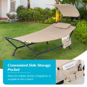 Costway Outdoor Hammock Patio Chaise Lounge Chair with Canopy