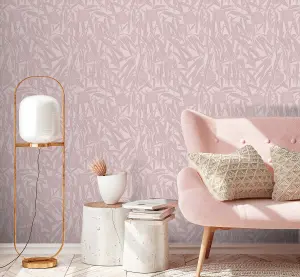 Galerie Luxe Pink Two Tone Leaf Smooth Wallpaper