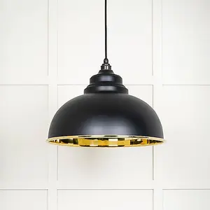 Smooth Brass Harborne Pendant in Elan Black