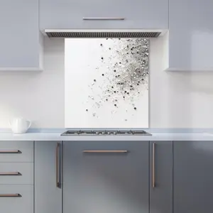 Glittering Tranquility: Pure White Premium Glass Kitchen Splashback W600mm x H600mm