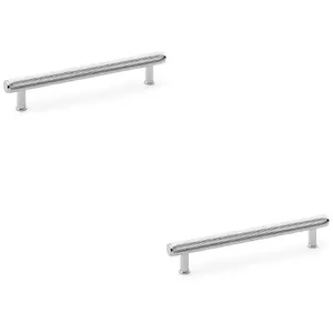 2 PACK - Knurled T Bar Pull Handle - Polished Chrome - 160mm Centres Premium Drawer Door