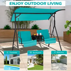 Costway 2 Person Porch Swing W/ Canopy Outdoor Canopy Swing Chair Loveseat