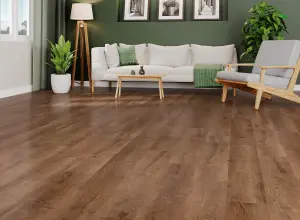 Anglo Flooring X FloorLabs, Oak London, Light Brown Plank Oak Effect Laminate Flooring, 8mm, 1.85m²