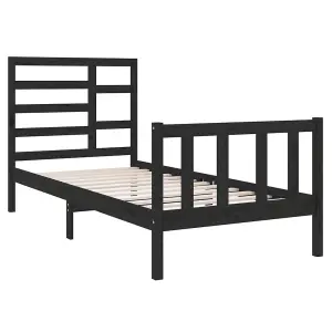 Berkfield Bed Frame Black Solid Wood 90x190 cm 3FT Single