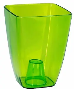 Plant Orchid Pot Plastic  Gloss Oval Planter 12 cm Green transparent Square