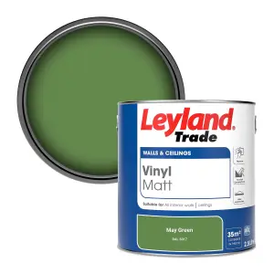 Leyland Trade Vinyl Matt Walls & Ceilings Emulsion Paint May Green (RAL 6017) 2.5L